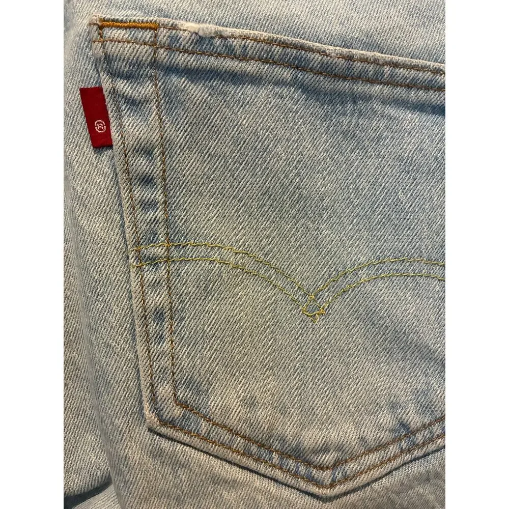 LEVI'S Men's 501 Button Fly Regular Fit Straight Leg Blue Jeans 34x29 Distressed
